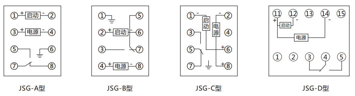 JSG-C型靜態閃光繼電器內部接線及外引接線圖（正視圖）