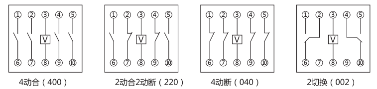 DZ-51中間繼電器內部接線圖及外引接線圖