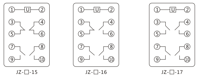 JZY（J)-15靜態(tài)中間繼電器內部接線圖及外引接線圖