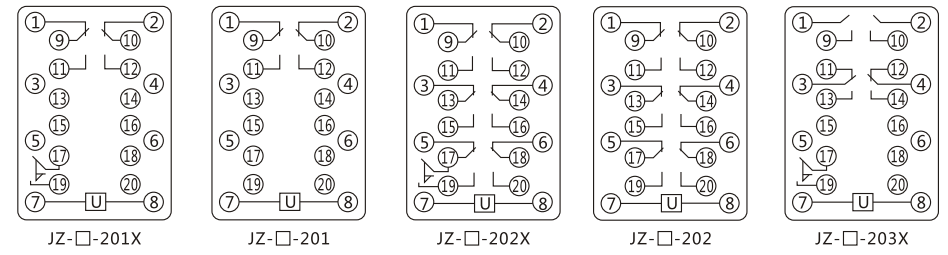 JZY（J)-204A-D靜態中間繼電器內部接線圖及外引接線圖