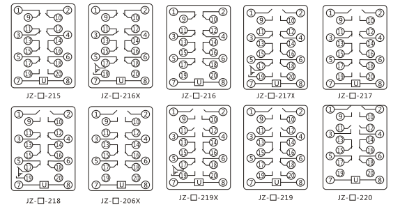 JZY（J)-204A-D靜態中間繼電器內部接線圖及外引接線圖