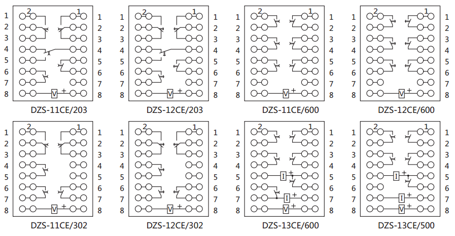 DZS-11CE/203延時中間繼電器內部接線圖及外引接線圖